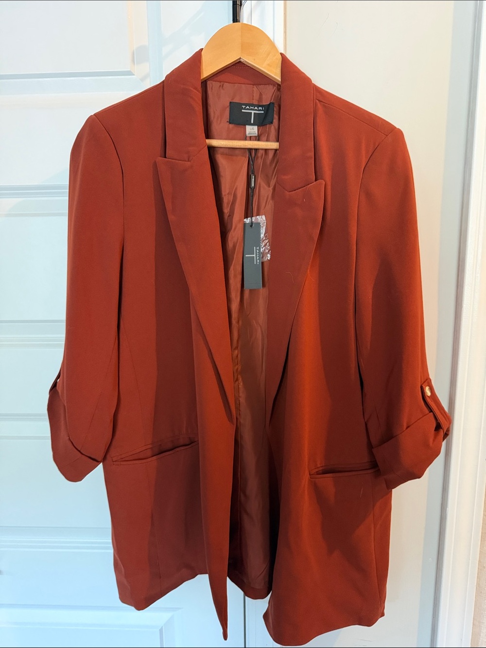 Tahari Women's Rust-Colored Open Front Blazer